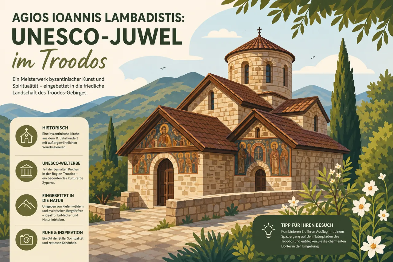 Agios Ioannis Lambadistis Monastery: Entdecke das UNESCO-Weltkulturerbe im Troodos-Gebirge