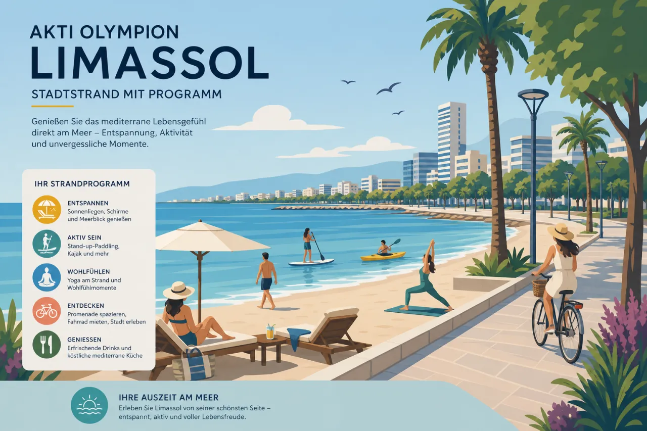 Akti Olympion (Limassol): Zentral gelegener Strand mit vielen Aktivitäten