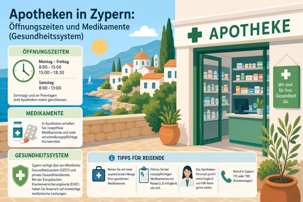 Apotheken in Zypern: Öffnungszeiten und Verfügbarkeit von Medikamenten