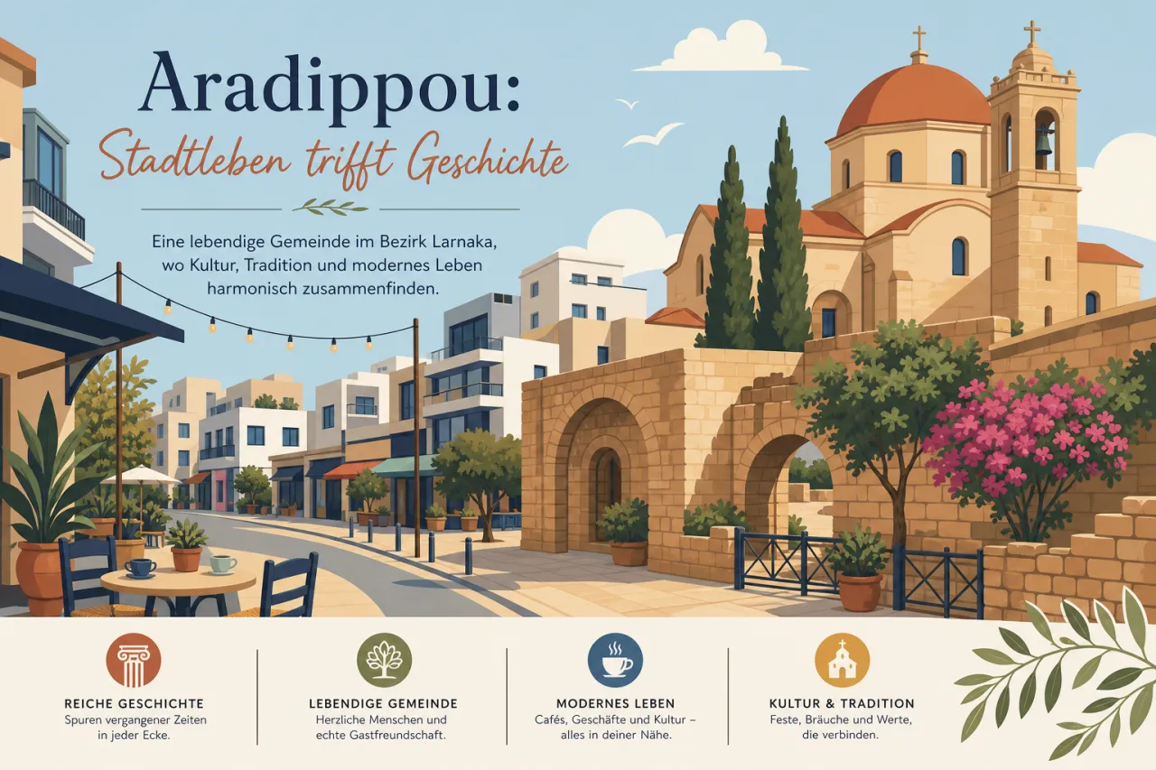 Aradippou: Moderne Annehmlichkeiten und historische Stätten
