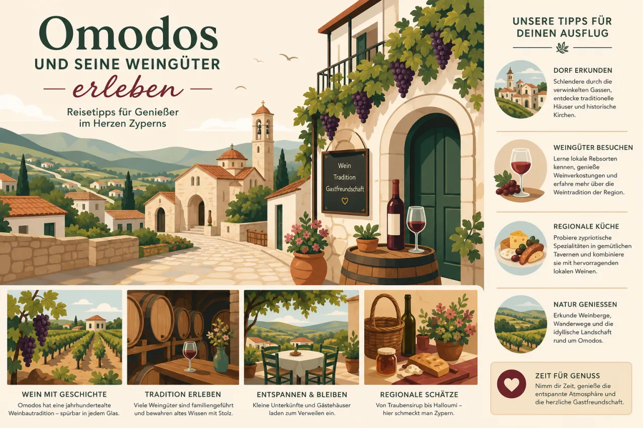 Besuche das Dorf Omodos und seine Weingüter