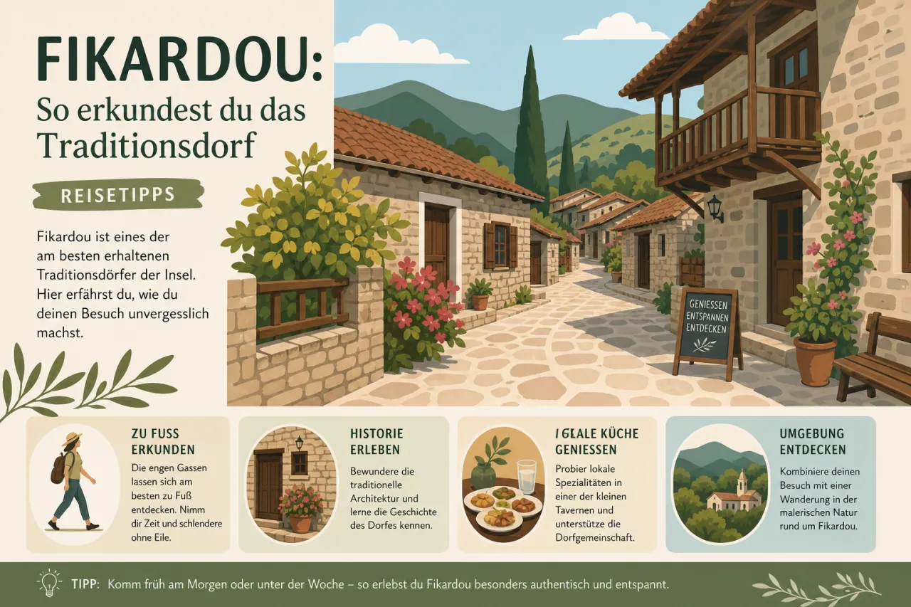 Erkunde das traditionelle Dorf Fikardou
