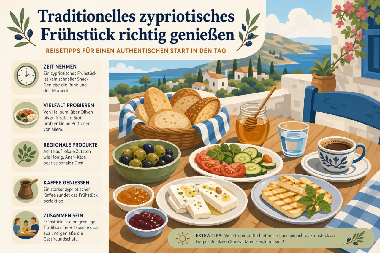 Genieße ein traditionelles zypriotisches Frühstück