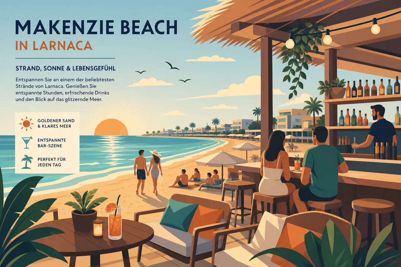 Makenzie Beach (Larnaca): Beliebter Stadtstrand mit vielen Bars