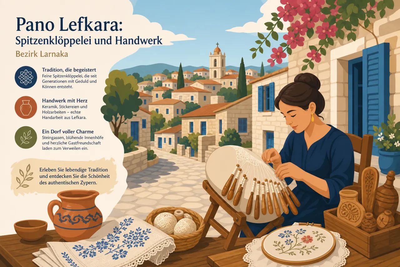 Pano Lefkara: Berühmt für Spitzenklöppelei und traditionelle Handwerkskunst