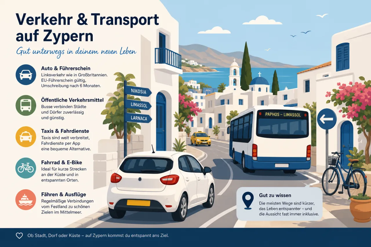 Verkehr und Transport auf Zypern: Auto, Bus und mehr für Auswanderer