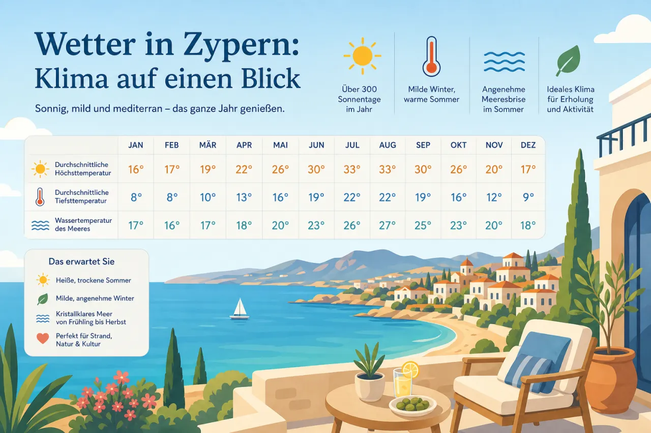 Wetter in Zypern: Das Klima der Insel auf einen Blick