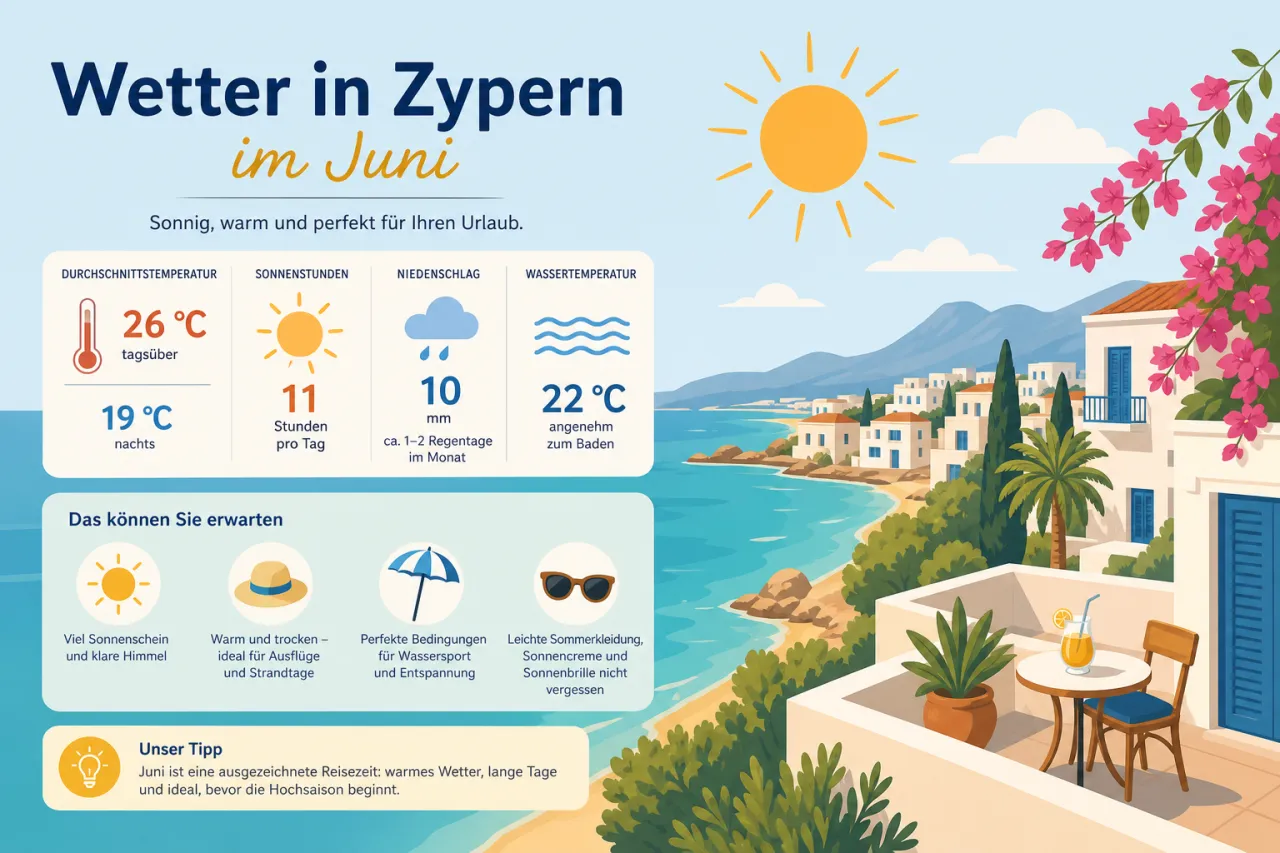 Wetter in Zypern im Juni: Heiße Sommertage und strahlender Sonnenschein