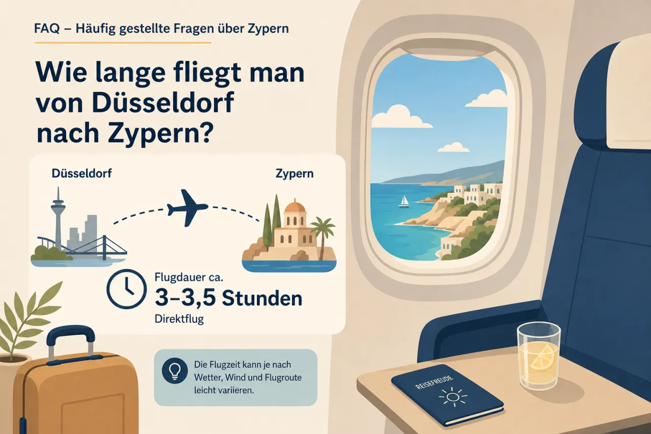 Wie lange fliegt man von Düsseldorf nach Zypern?