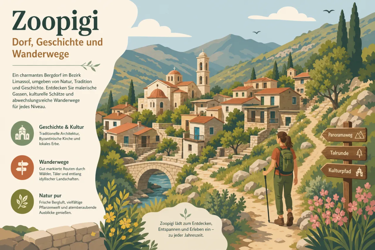 Zoopigi: Dorf, Geschichte und Wanderwege